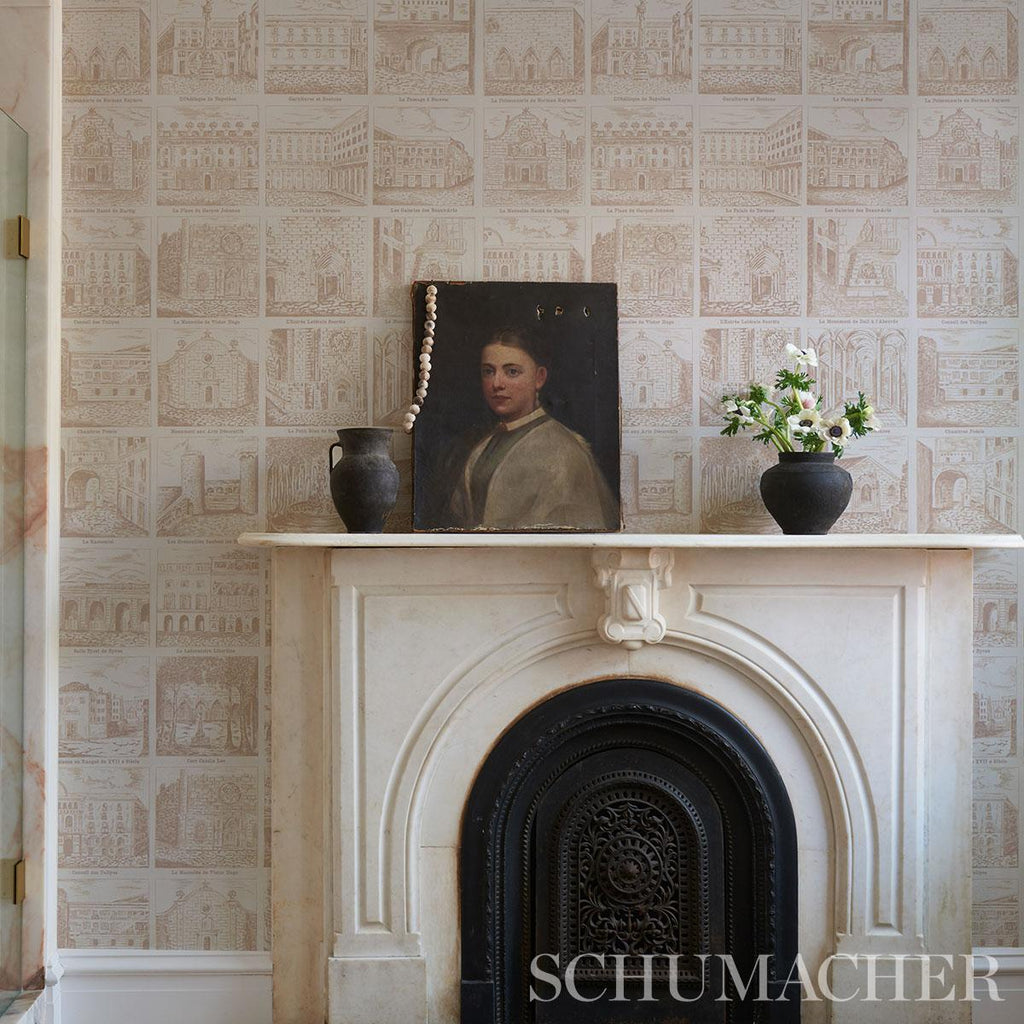 Schumacher Architecturra Ivory Wallpaper