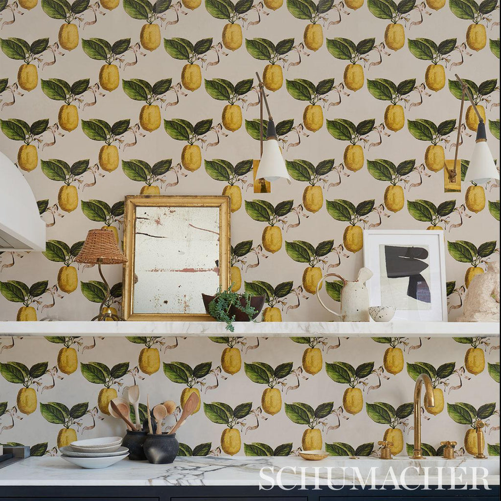 Schumacher Le Citron Natural Wallpaper