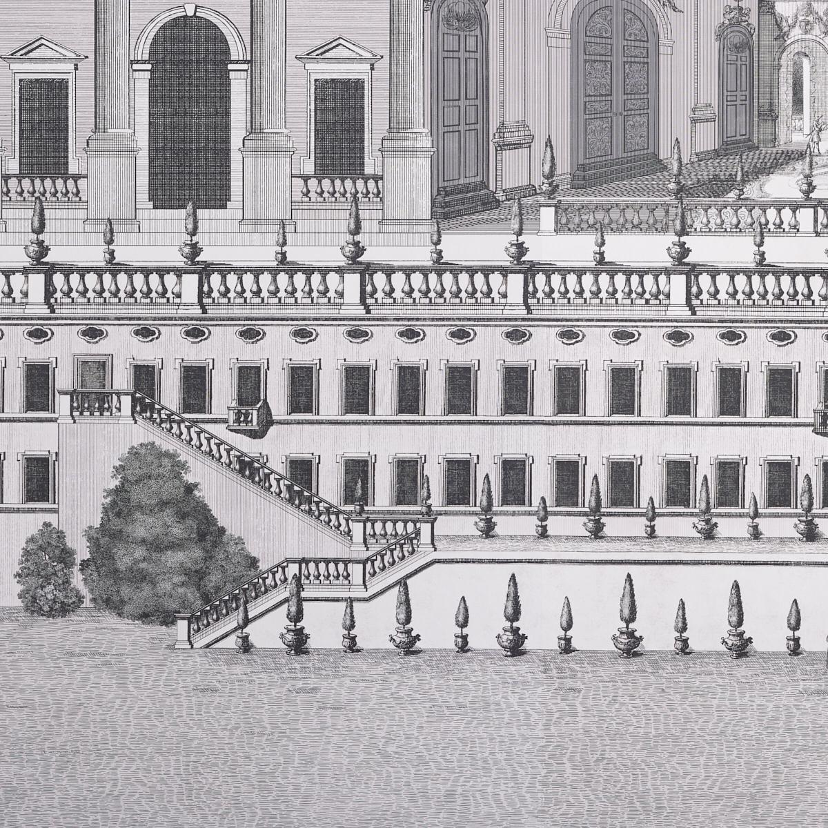 Schumacher Piazza Firenze Panel Set Grisaille Wallpaper