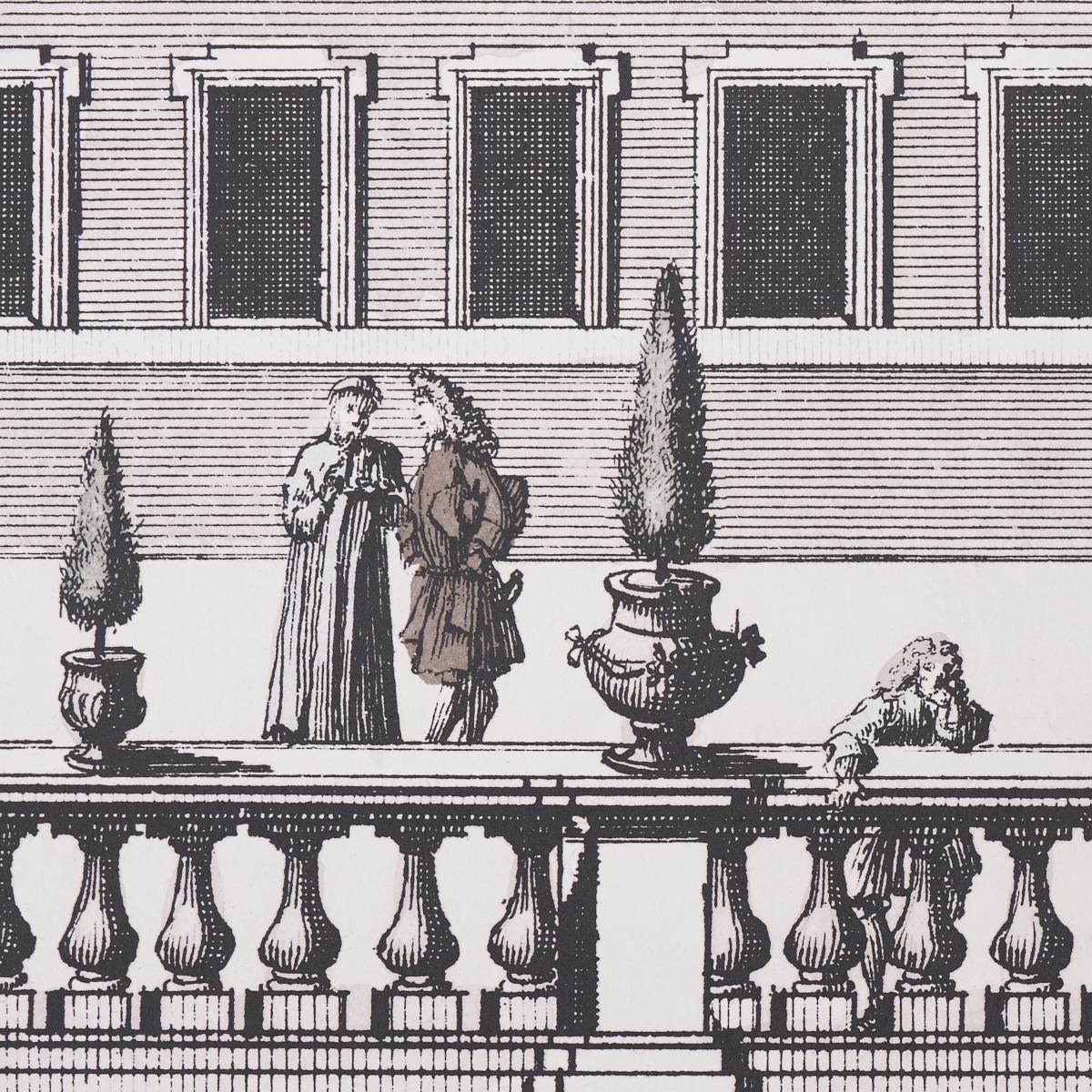 Schumacher Piazza Firenze Panel Set Grisaille Wallpaper