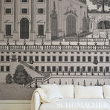 Schumacher Piazza Firenze Panel Set Grisaille Wallpaper