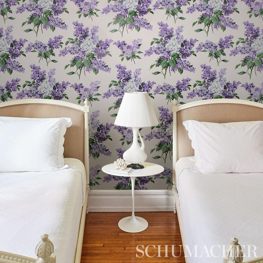 Schumacher Proust'S Lilacs Purple Wallpaper