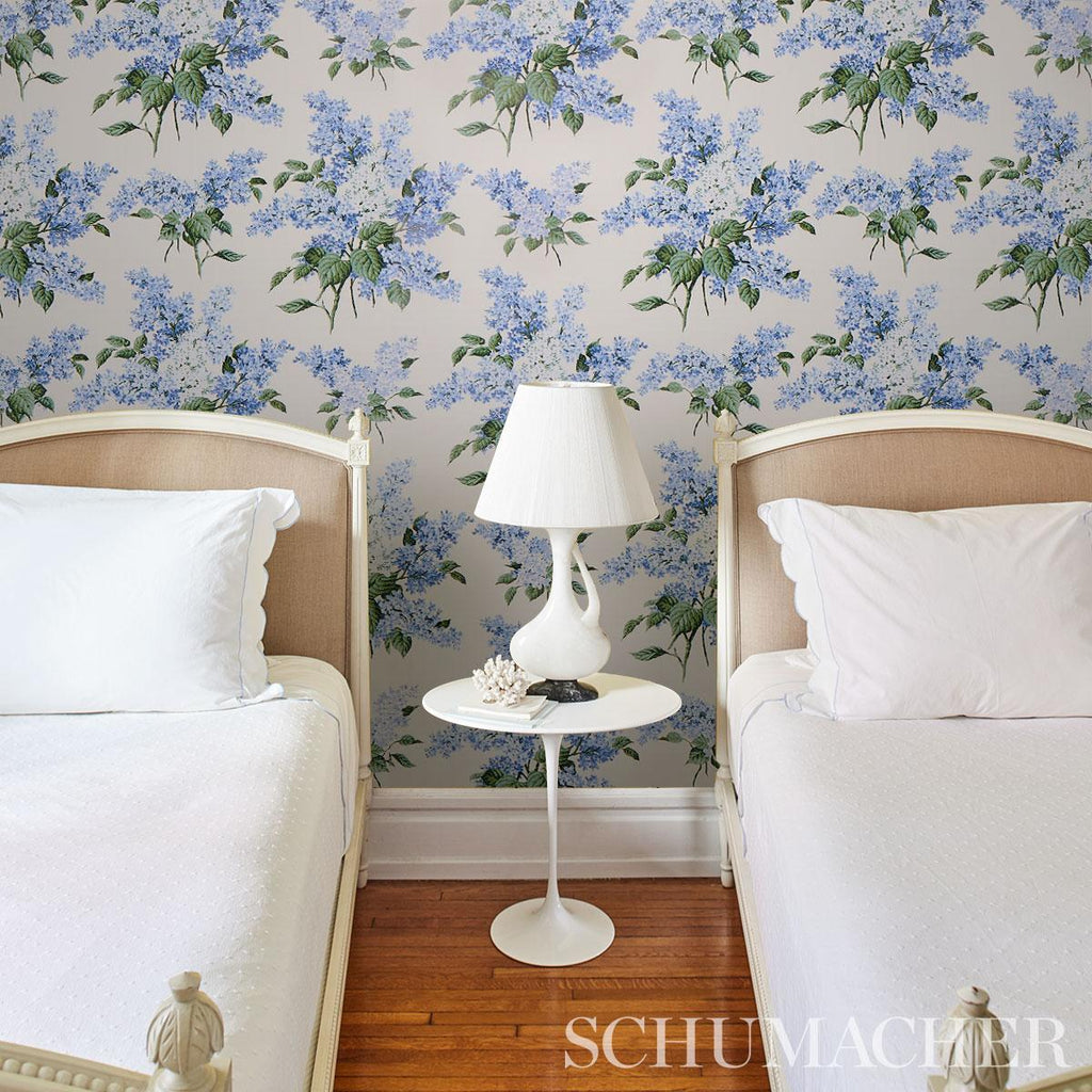 Schumacher Proust'S Lilacs Blue Wallpaper