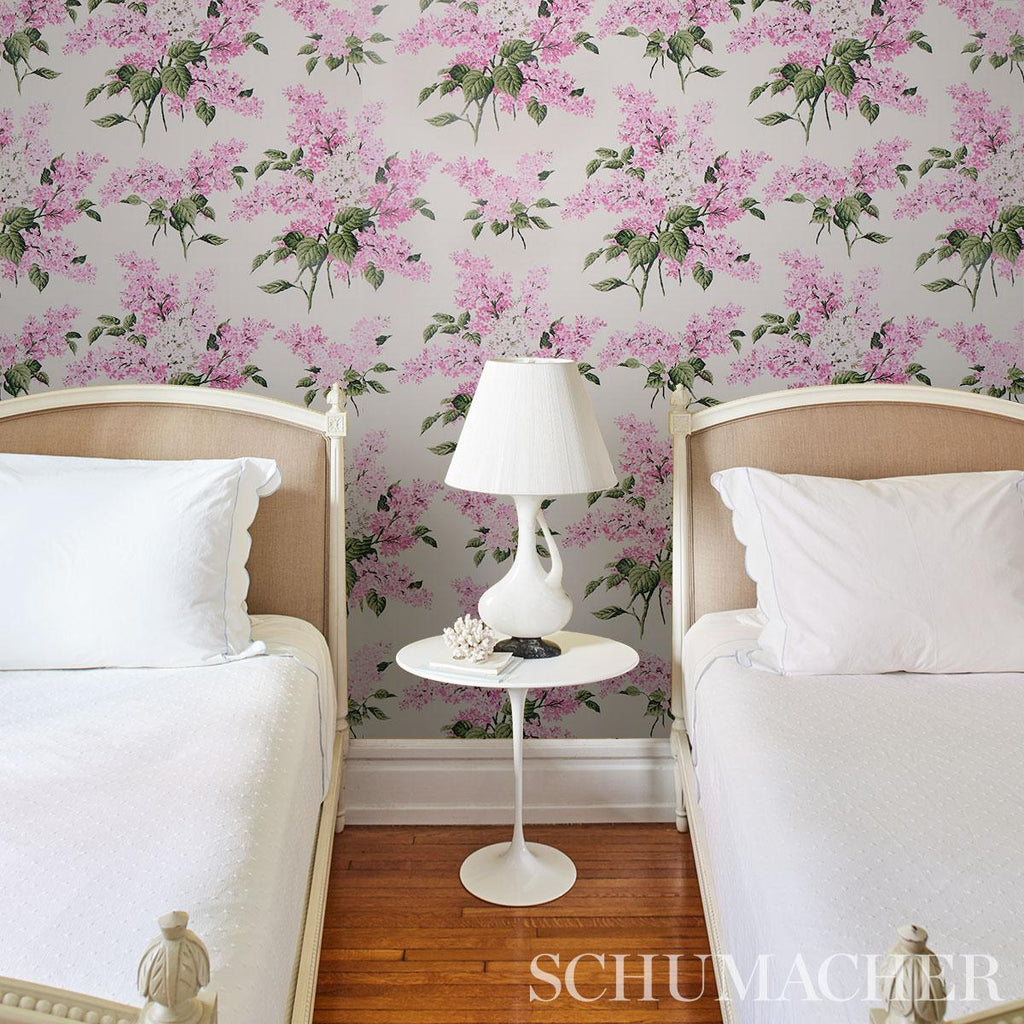 Schumacher Proust'S Lilacs Pink Wallpaper