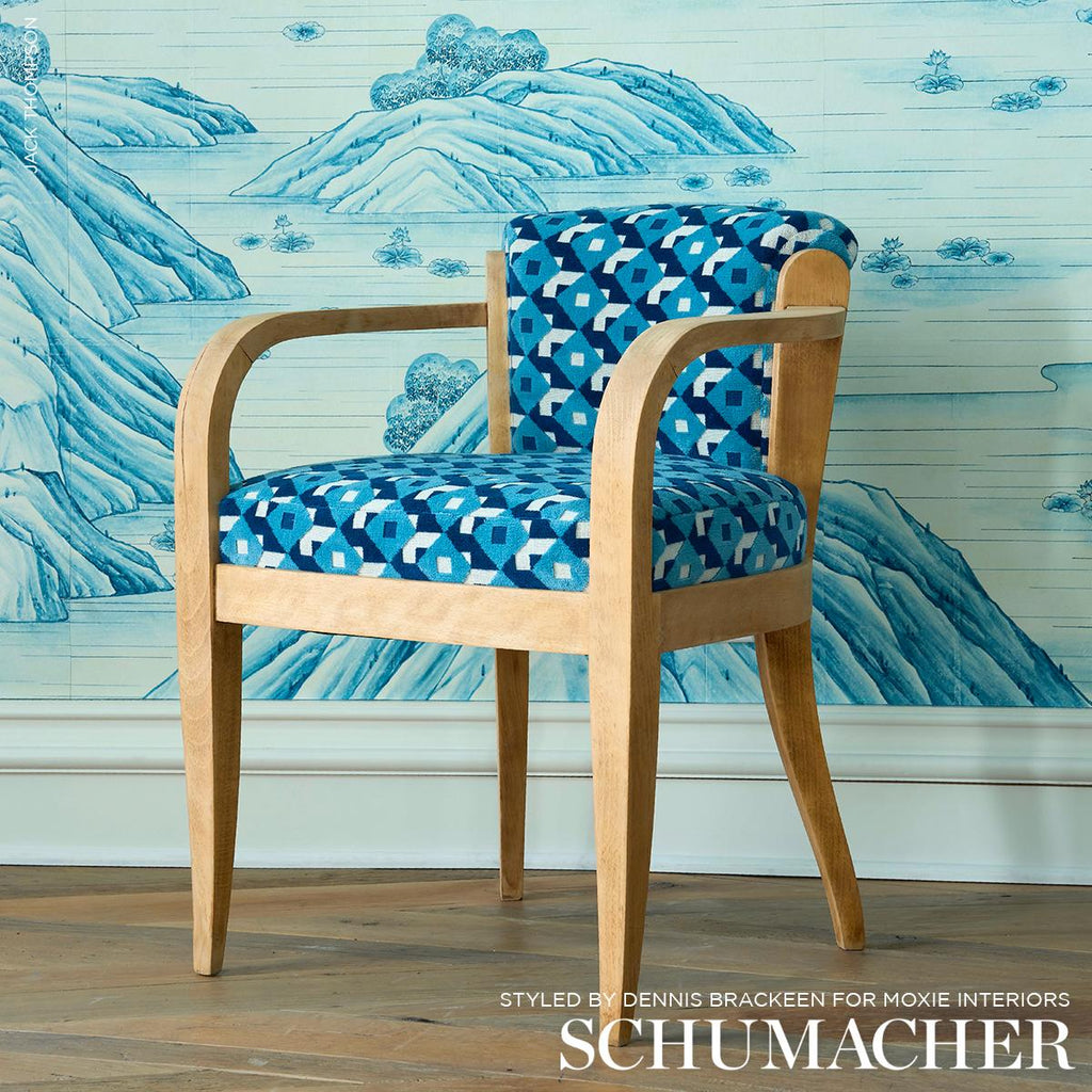 Schumacher Dazzle Ship Velvet Azure Fabric