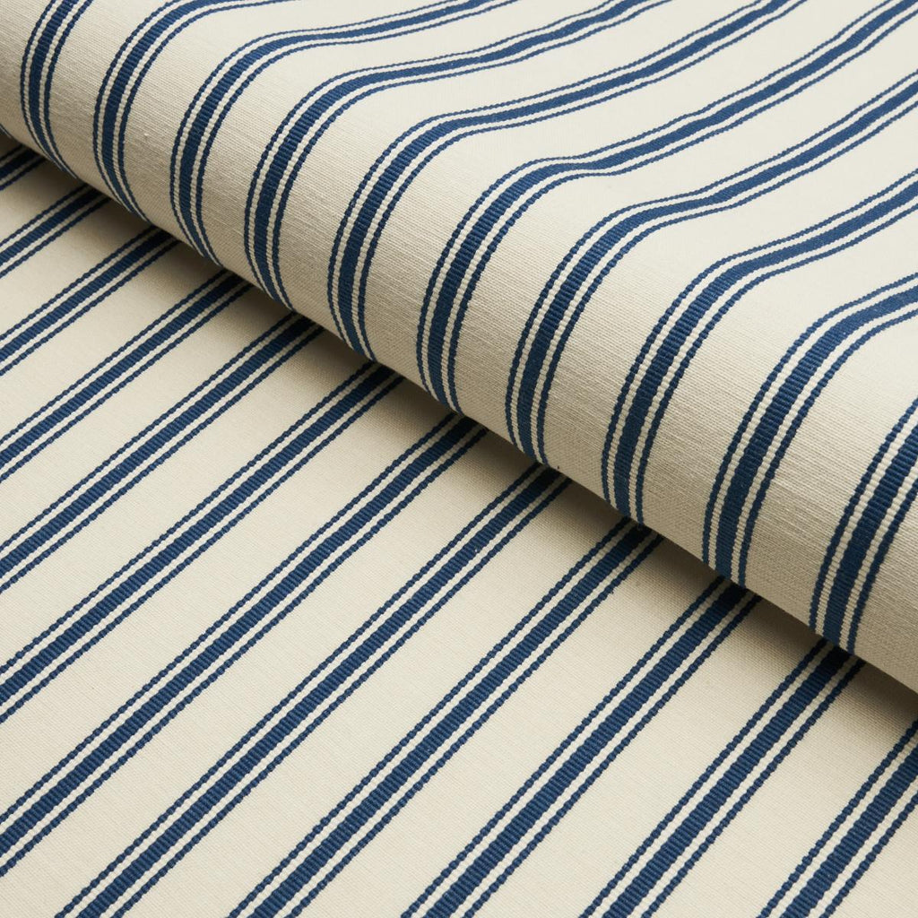 Schumacher Marquet Ticking Stripe Navy Fabric