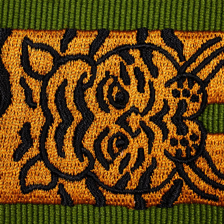 Schumacher Green Le Tigre Embroidered Trim