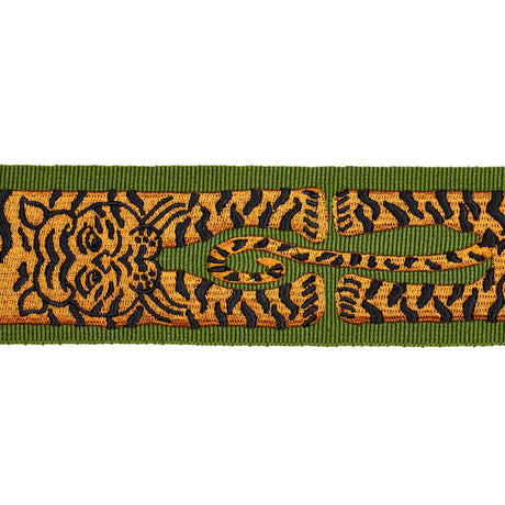 Schumacher Green Le Tigre Embroidered Trim