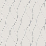 Antonina Vella Wavy Stripe White/Silver Wallpaper