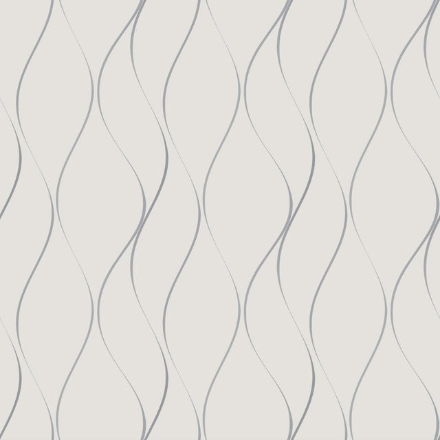 Antonina Vella Wavy Stripe White/Silver Wallpaper