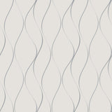 Antonina Vella Wavy Stripe White/Silver Wallpaper