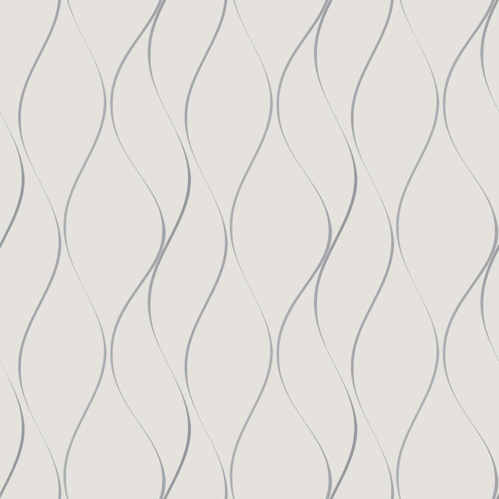 Antonina Vella Wavy Stripe White/Silver Wallpaper