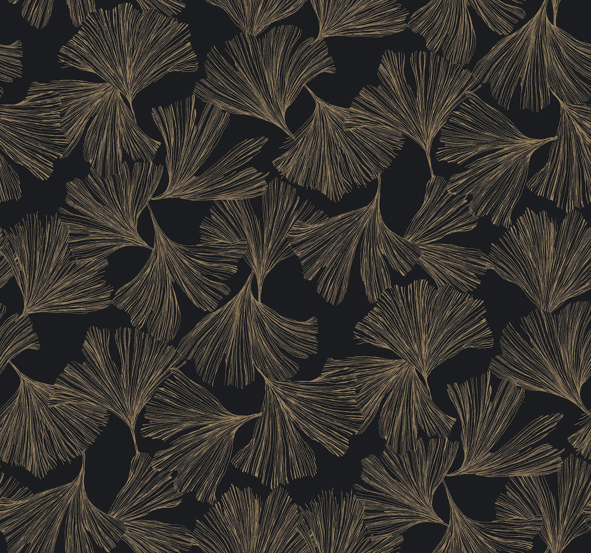 Antonina Vella Ginkgo Toss Black Wallpaper