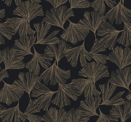 Antonina Vella Ginkgo Toss Black Wallpaper