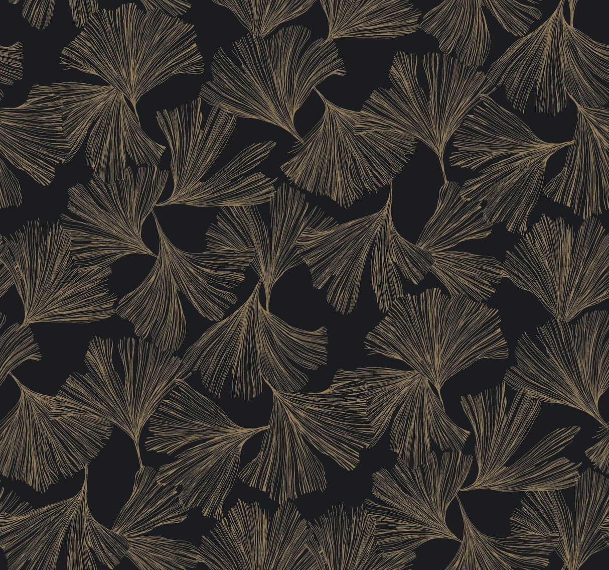 Antonina Vella Ginkgo Toss Black Wallpaper