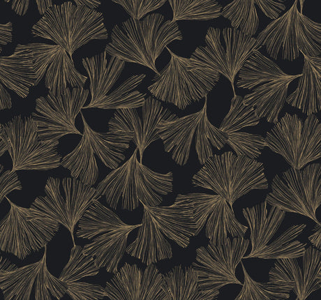 Antonina Vella Ginkgo Toss Black Wallpaper