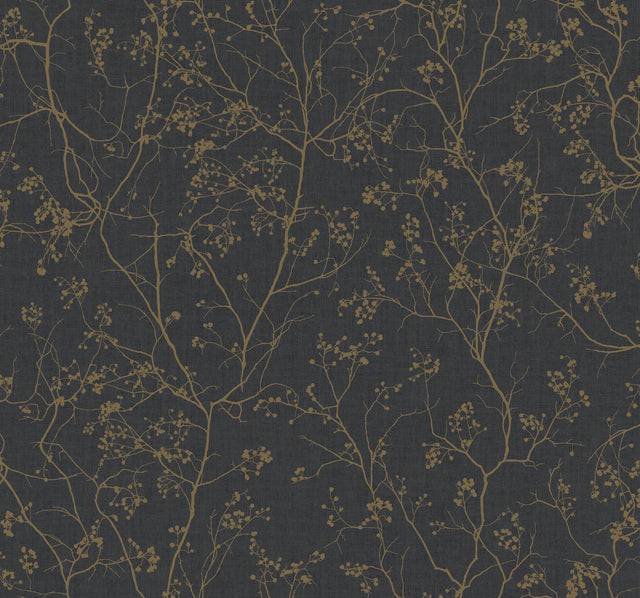 Antonina Vella Luminous Branches Black/Gold Wallpaper