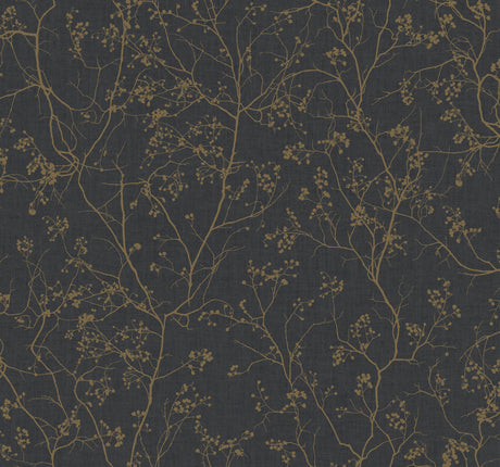 Antonina Vella Luminous Branches Black/Gold Wallpaper
