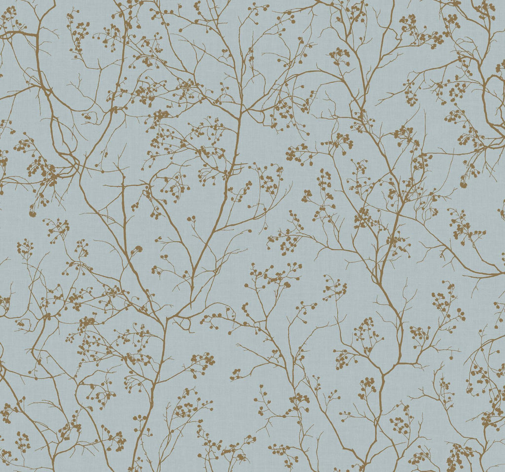Antonina Vella Luminous Branches Blue/Gold Wallpaper
