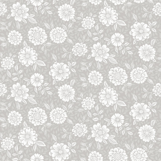 A-Street Prints Lizette Grey Charming Floral Wallpaper
