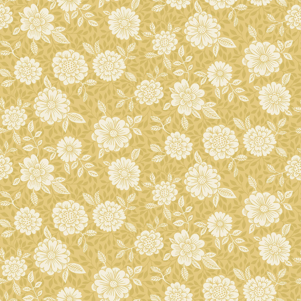 A-Street Prints Lizette Mustard Charming Floral Wallpaper
