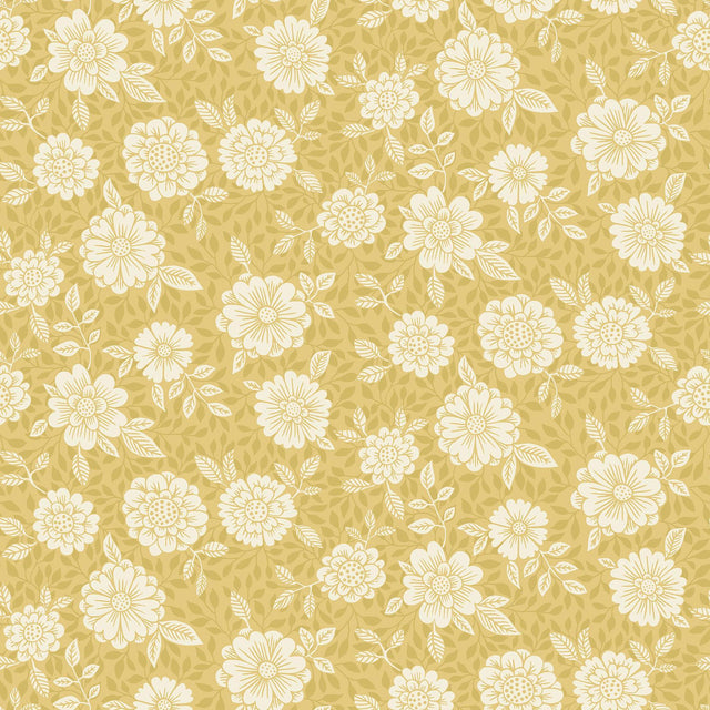 A-Street Prints Lizette Mustard Charming Floral Wallpaper