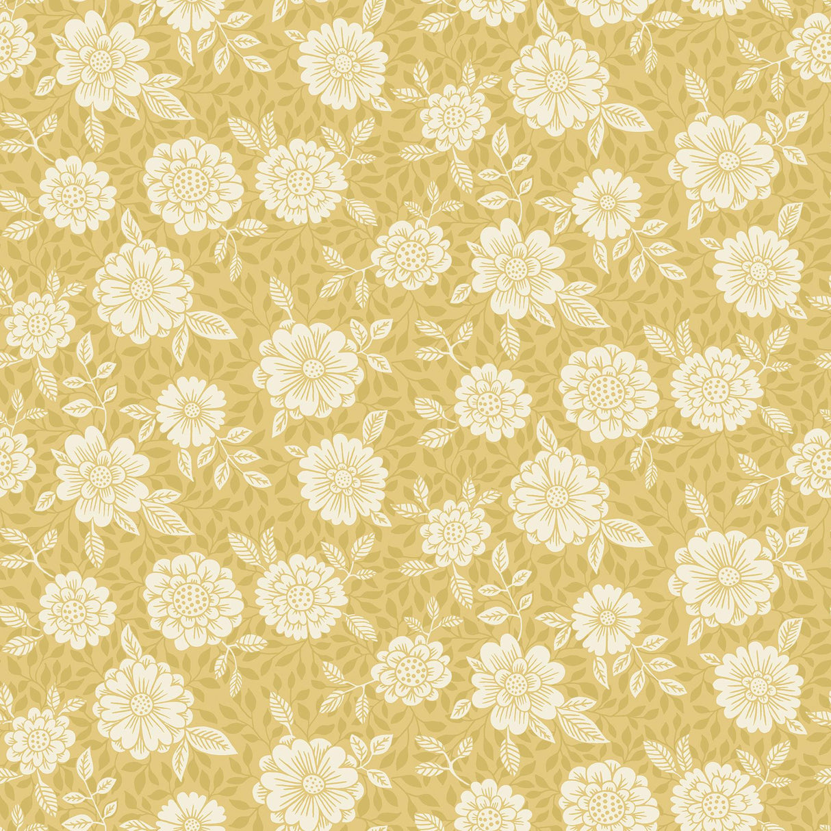A-Street Prints Lizette Mustard Charming Floral Maize Wallpaper