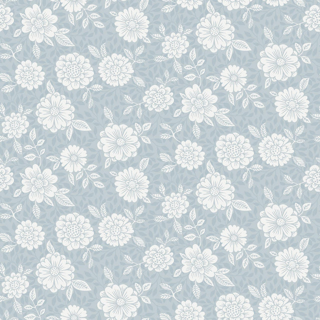 A-Street Prints Lizette Light Blue Charming Floral Wallpaper