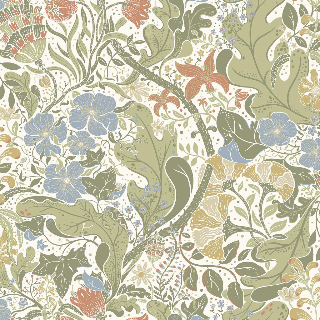 A-Street Prints Elise Cream Nouveau Gardens Cream Sage Wallpaper