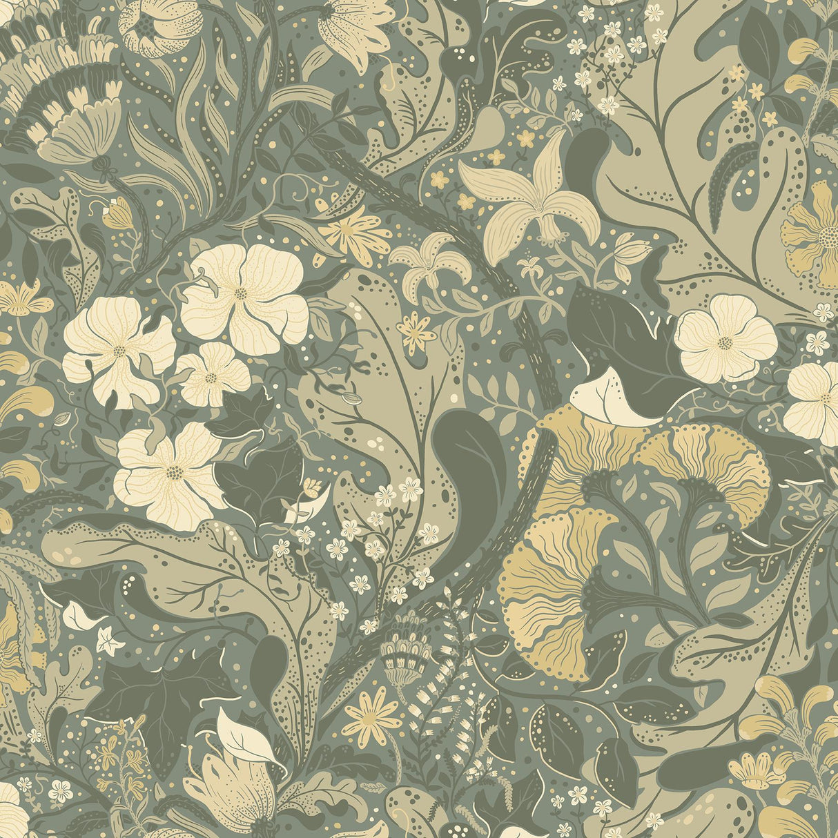 A-Street Prints Elise Sea Green Nouveau Gardens Wallpaper