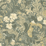 A-Street Prints Elise Sea Green Nouveau Gardens Green Apricot Wallpaper