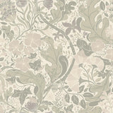 A-Street Prints Elise Light Grey Nouveau Gardens Cream Pink Green Wallpaper