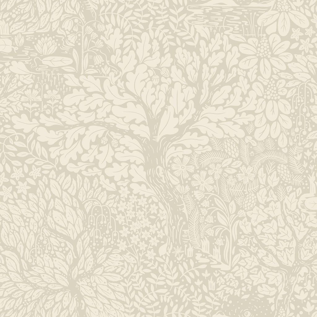 A-Street Prints Olle Taupe Forest Sanctuary Wallpaper