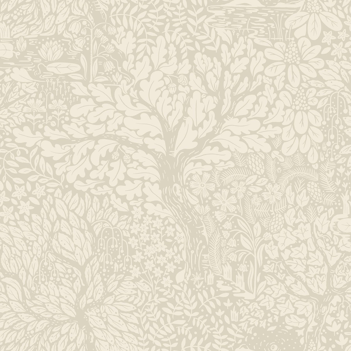 A-Street Prints Olle Forest Sanctuary Taupe Wallpaper