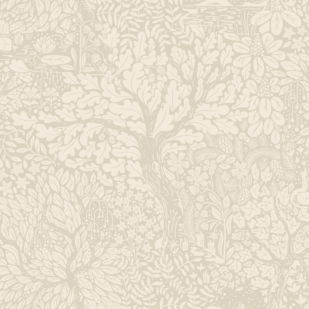 A-Street Prints Olle Forest Sanctuary Taupe Wallpaper