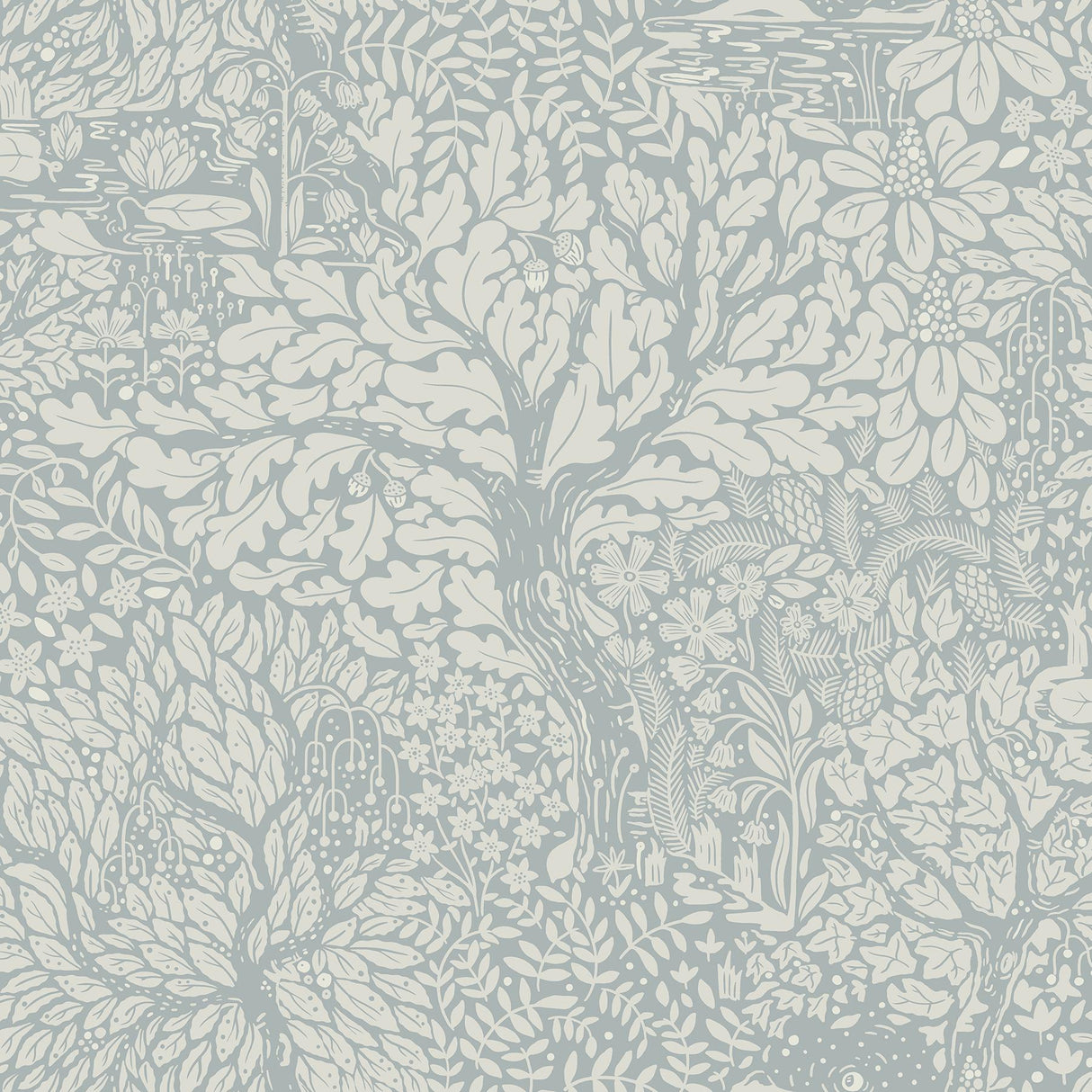 A-Street Prints Olle Light Forest Sanctuary Blue Wallpaper