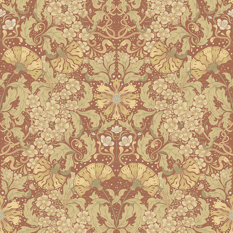 A-Street Prints Ojvind Rust Floral Ogee Cinnibar Maize Wallpaper