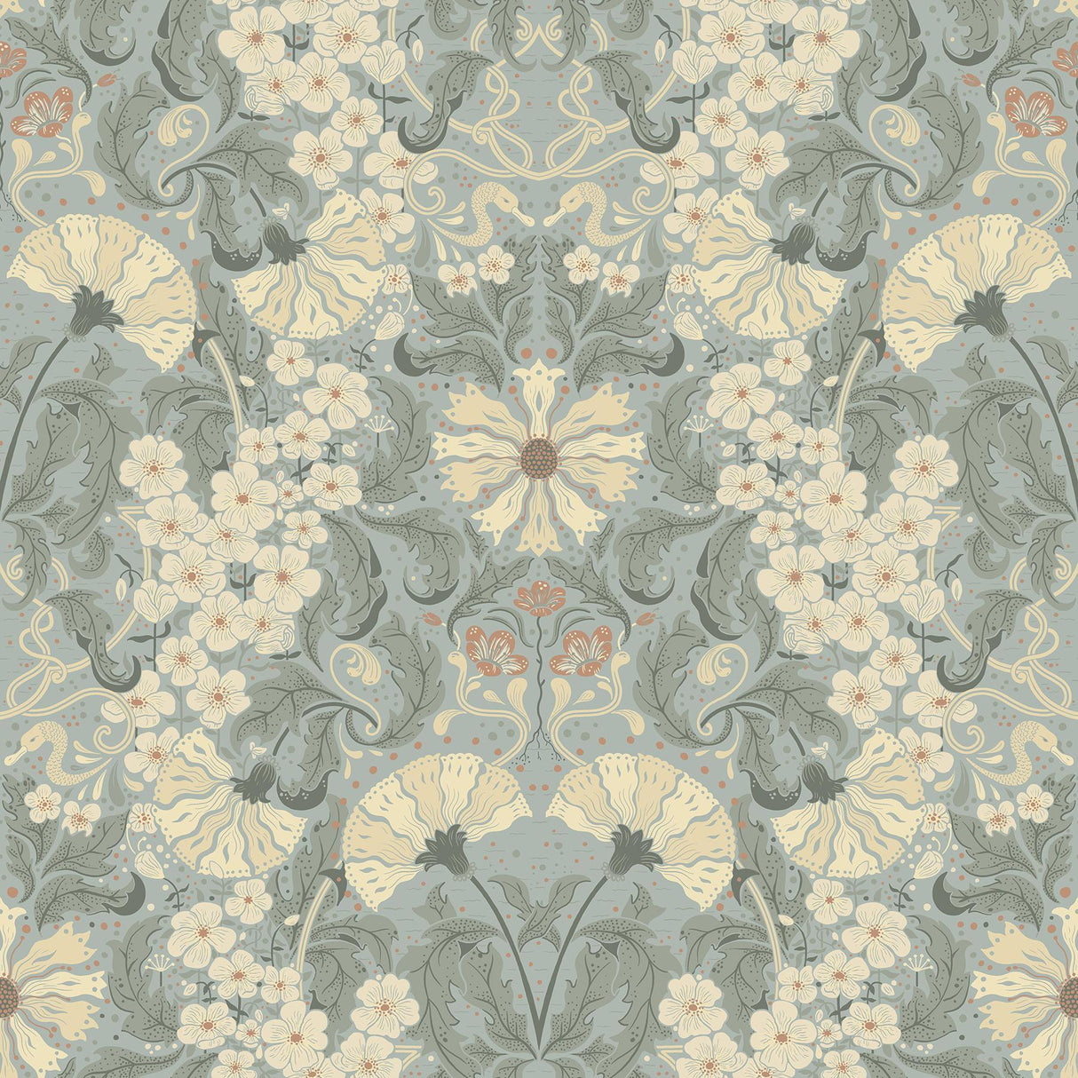 A-Street Prints Ojvind Light Blue Floral Ogee Wallpaper