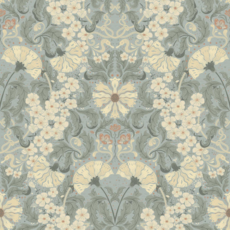 A-Street Prints Ojvind Light Blue Floral Ogee Wallpaper