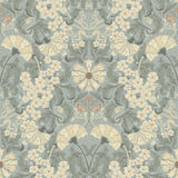 A-Street Prints Ojvind Light Blue Floral Ogee Blue Cream Wallpaper