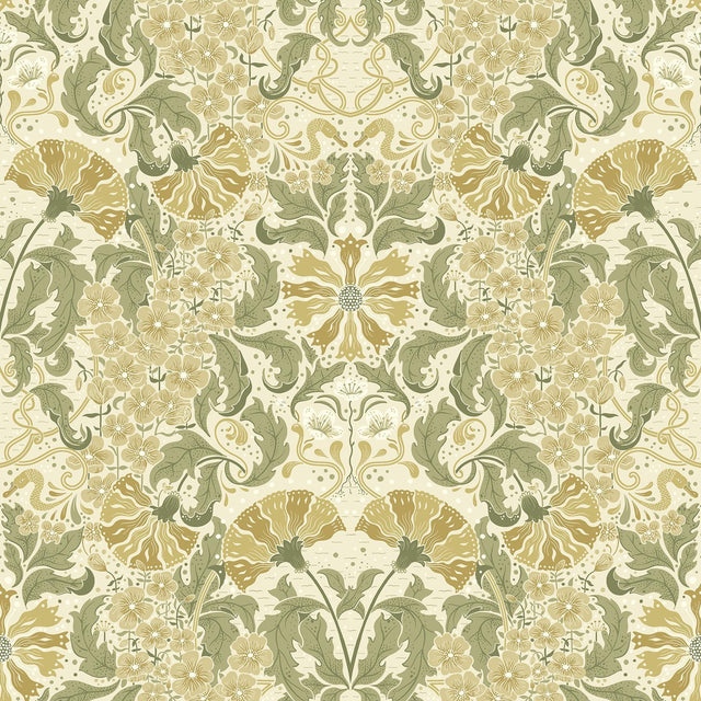 A-Street Prints Ojvind Gold Floral Ogee Wallpaper