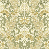 A-Street Prints Ojvind Gold Floral Ogee Cream Butter Green Wallpaper