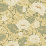 A-Street Prints Eva Light Yellow Lotus Dreams Maize Green Orange Wallpaper