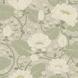 A-Street Prints Eva Light Grey Lotus Dreams Grey Green Wallpaper