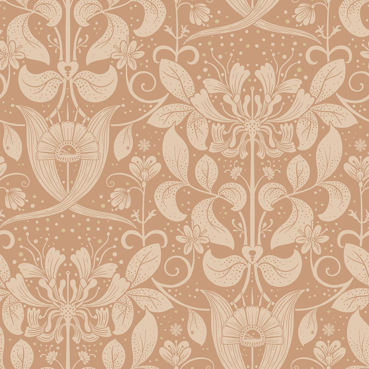 A-Street Prints Berit Coral Floral Crest Wallpaper