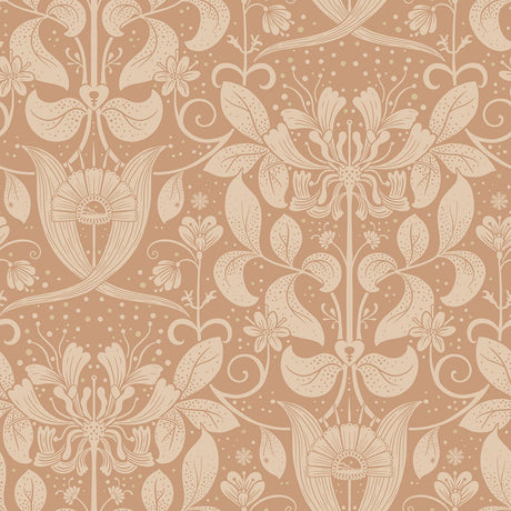 A-Street Prints Berit Coral Floral Crest Wallpaper