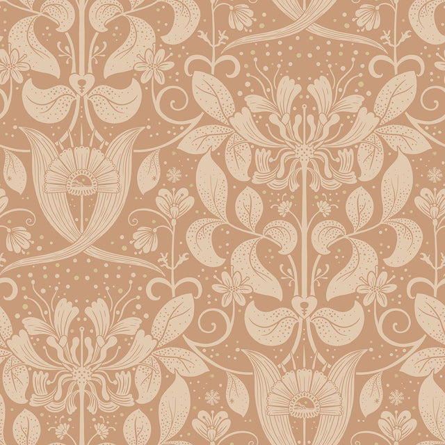 A-Street Prints Berit Coral Floral Crest Wallpaper
