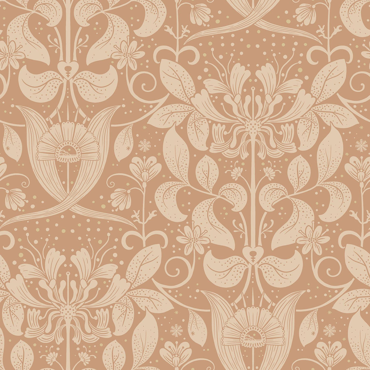 A-Street Prints Berit Floral Crest Coral Wallpaper