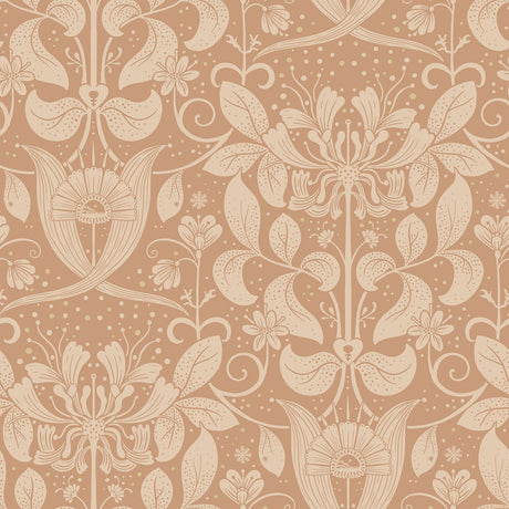 A-Street Prints Berit Floral Crest Coral Wallpaper