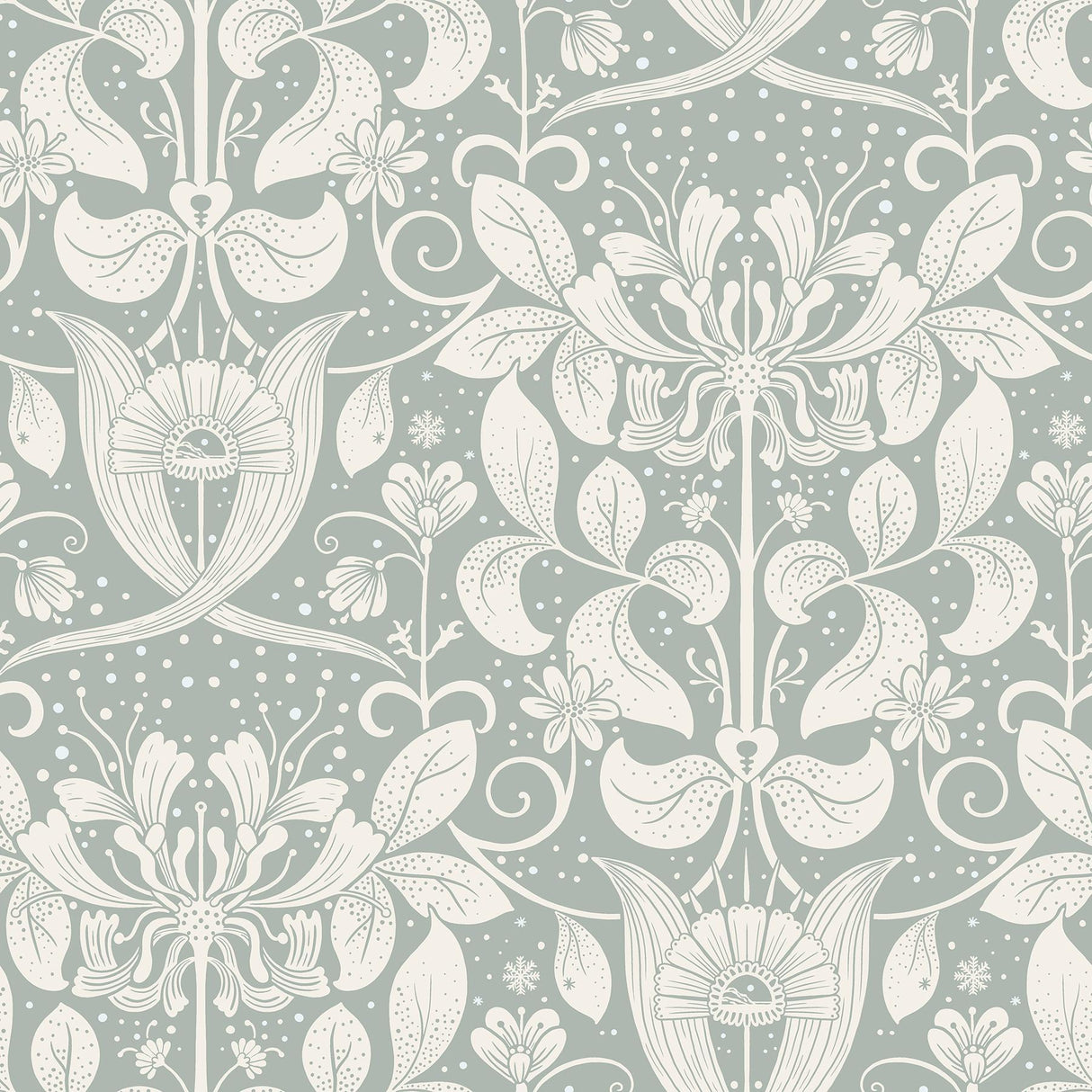 A-Street Prints Berit Blue Floral Crest Wallpaper